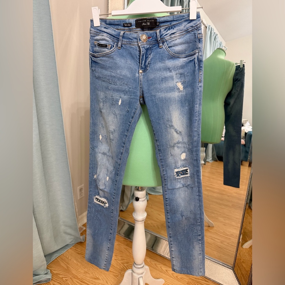 Philipp Plein Slim Fit Distressed Jeans | Size 27